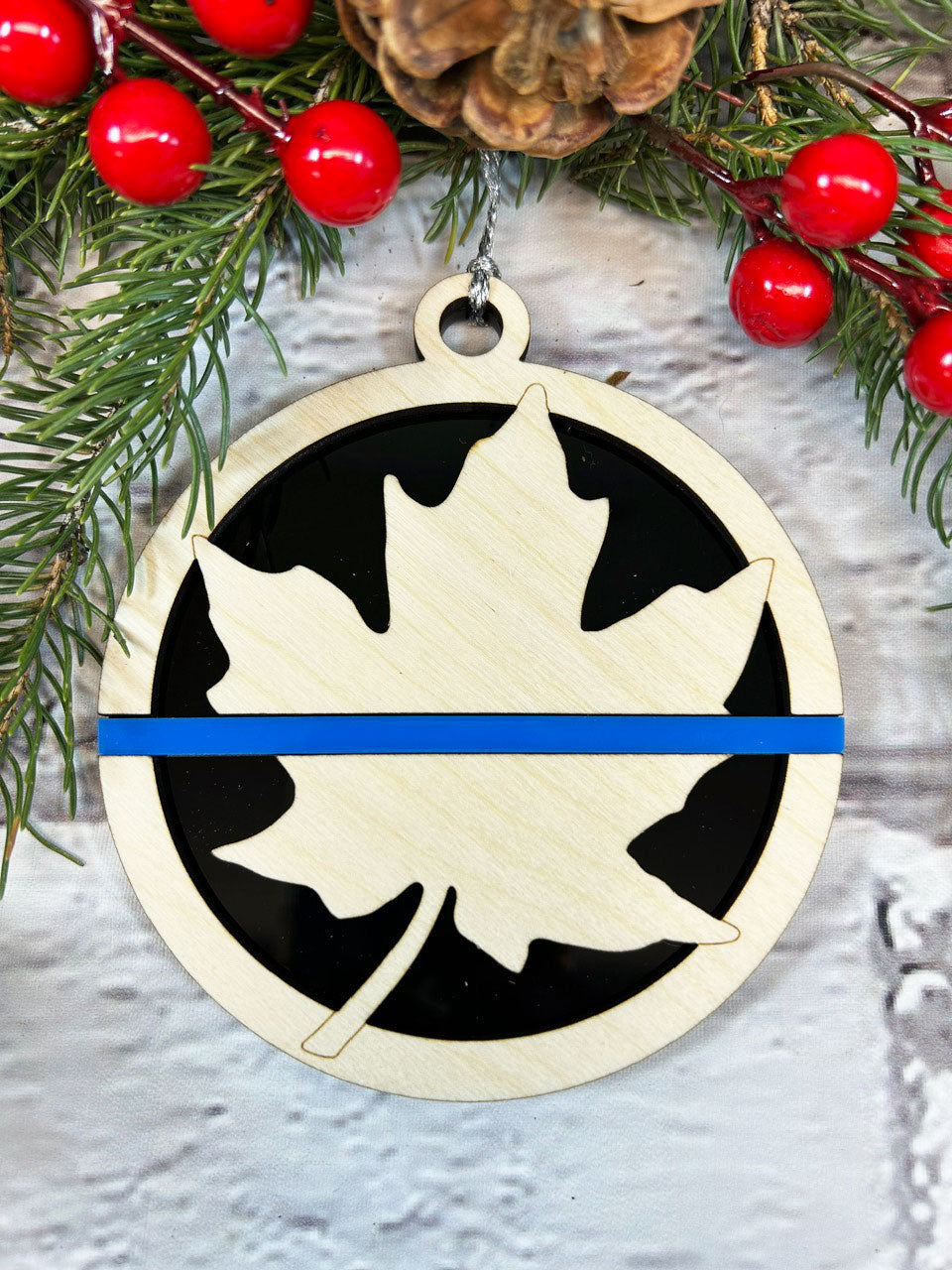 Canadian Thin Blue Line Christmas Ornament