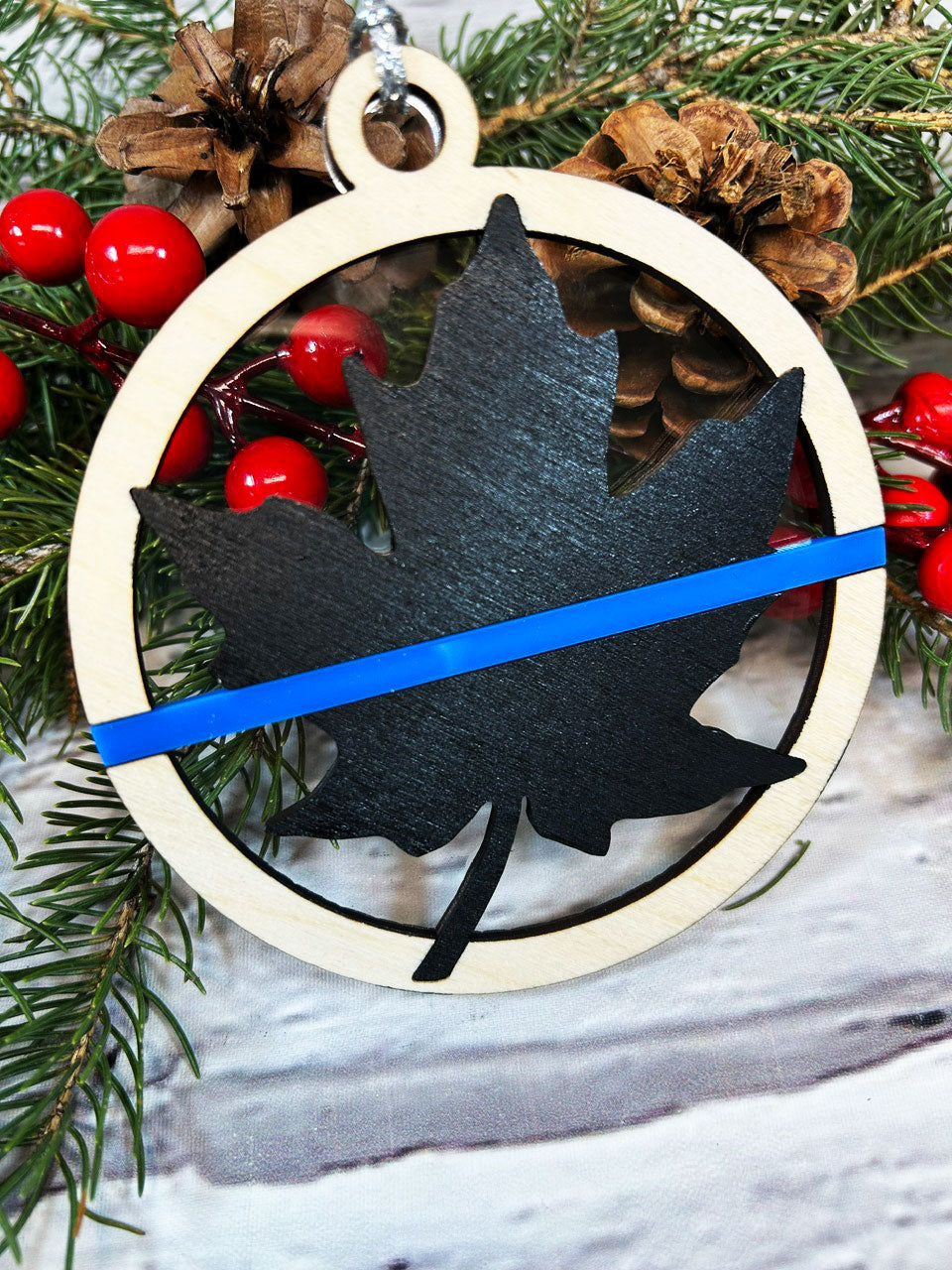 Canadian Thin Blue Line Christmas Ornament