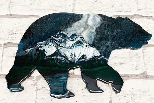 Cascade Mountain Milky Way Resin Art Bear