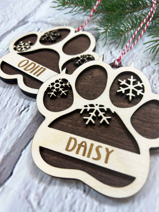 Personalized Paw Print Cat or Dog Ornament