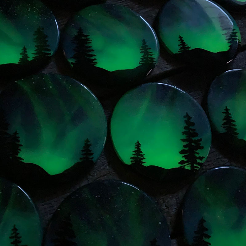 Northern Lights Resin Coasters - Set of Four