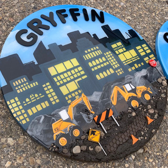 Resin Construction Themed Name Sign
