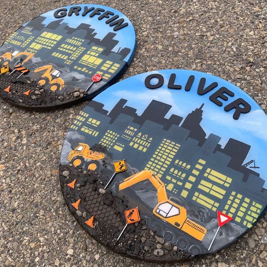 Resin Construction Themed Name Sign