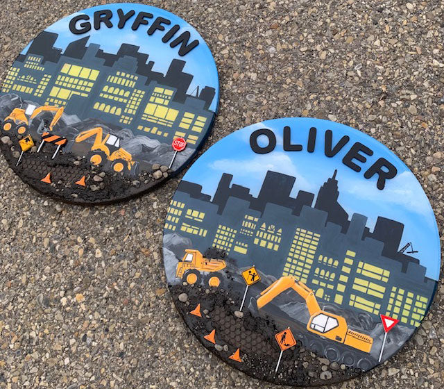 Resin Construction Themed Name Sign