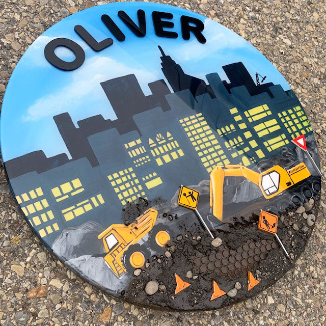 Resin Construction Themed Name Sign