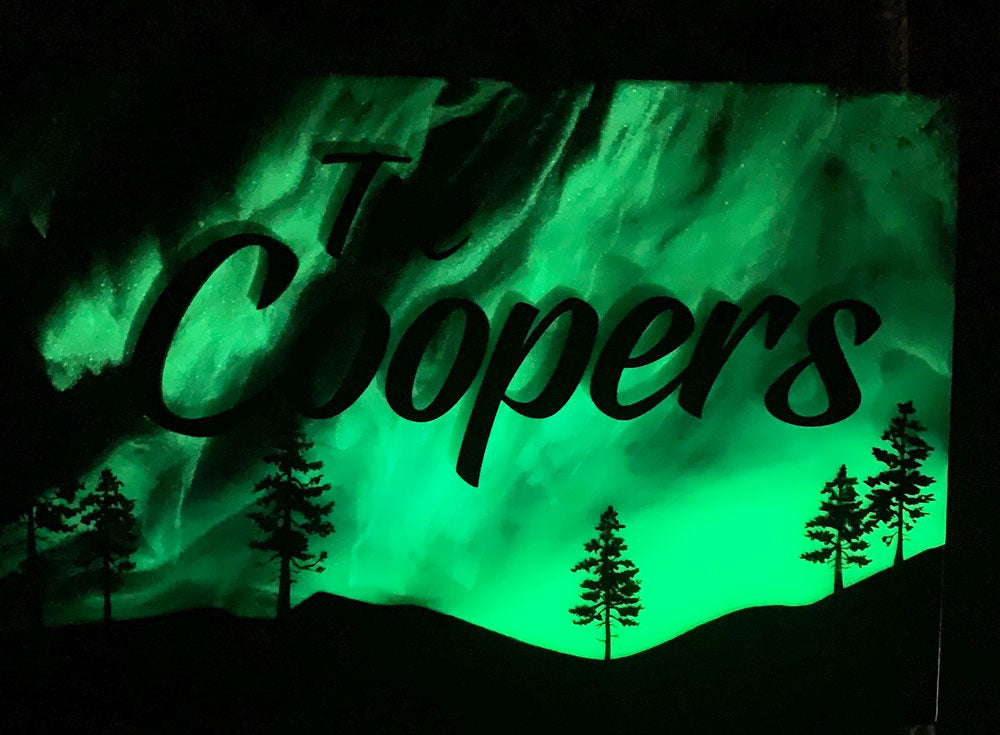 Northern Lights Resin Art Family Name Sign