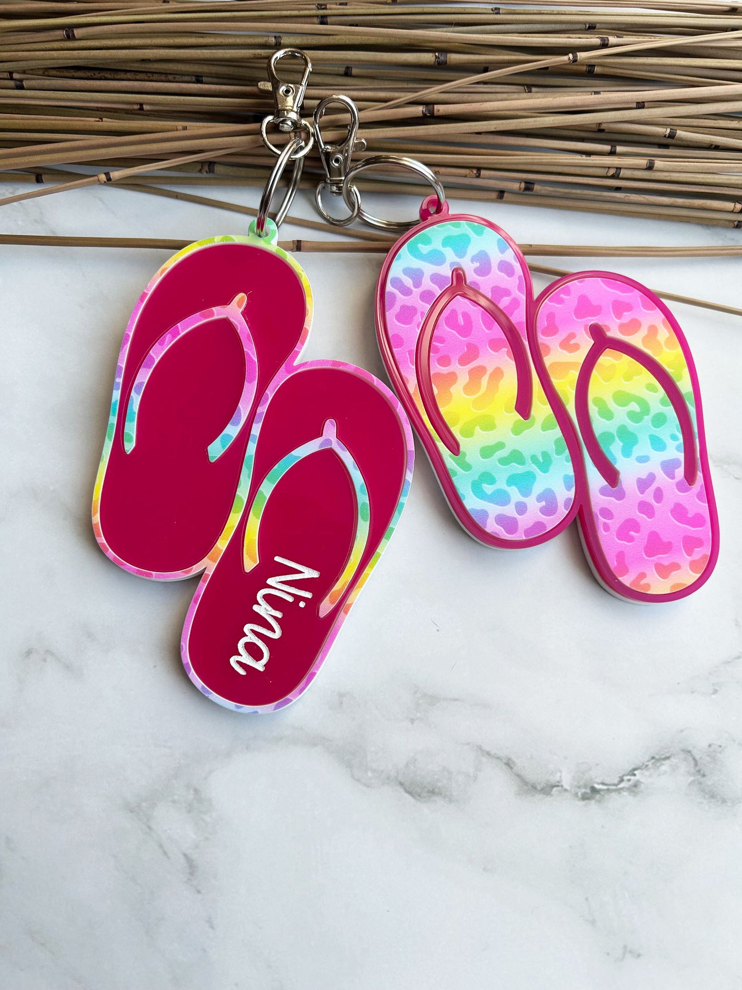 Flip Flop Backpack Clip On Name Tag Keyring