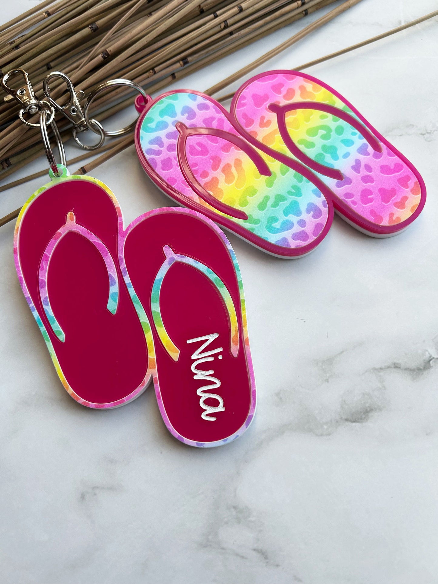 Flip Flop Backpack Clip On Name Tag Keyring