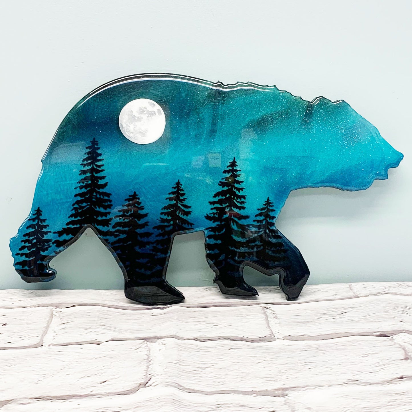 Full Moon Northern Lights Bear Art