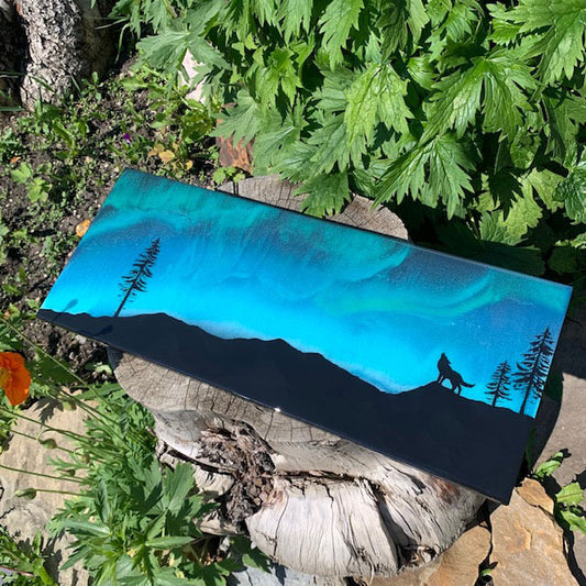 Iiqooa Northern Lights Wolf Art