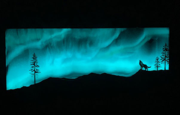 Iiqooa Northern Lights Wolf Art