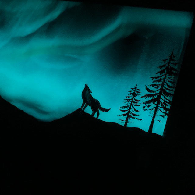 Iiqooa Northern Lights Wolf Art