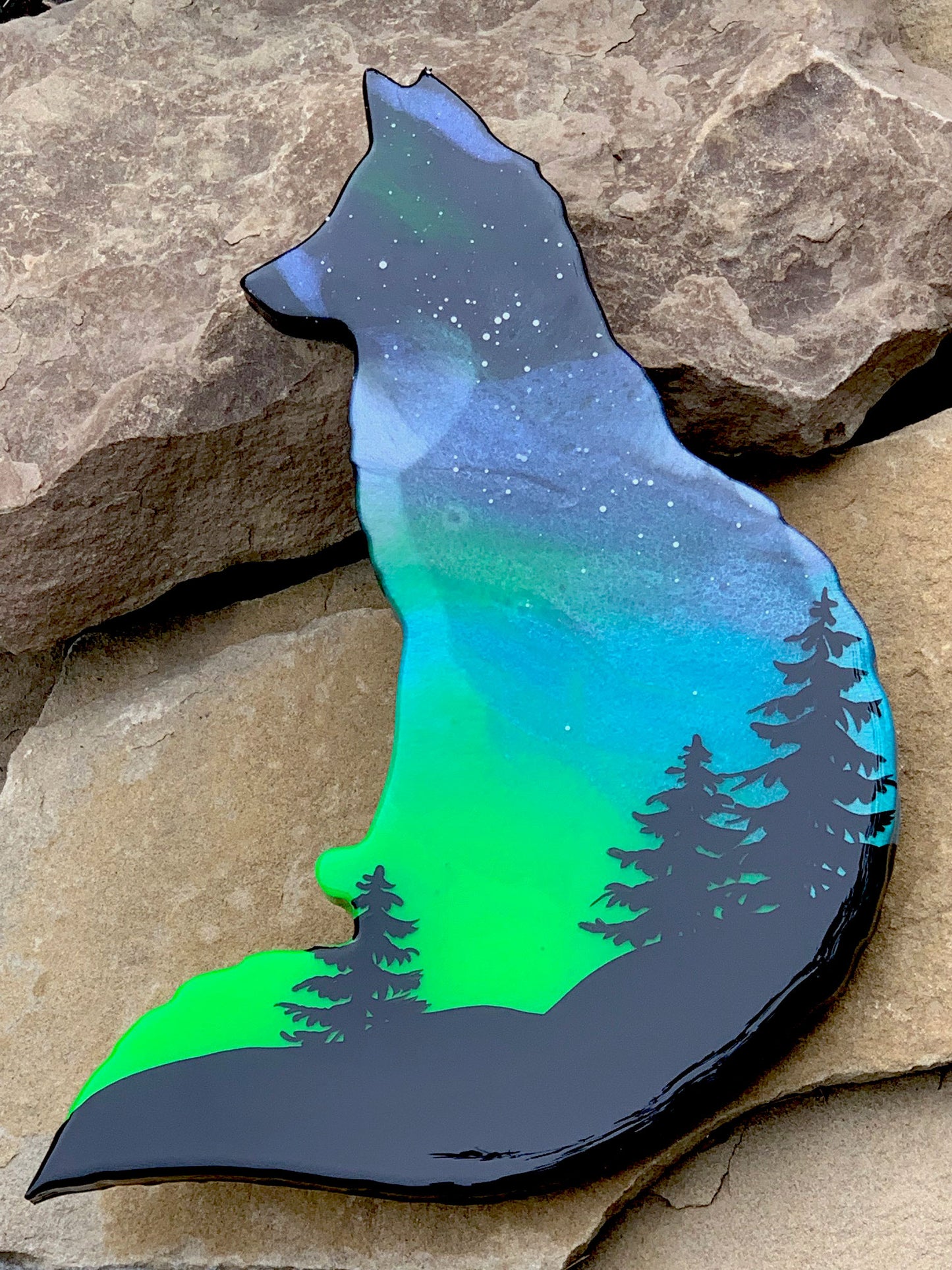 Fox Northern Lights Resin Art