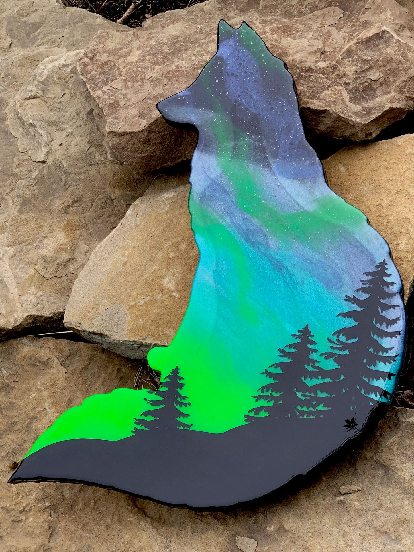 Fox Northern Lights Resin Art