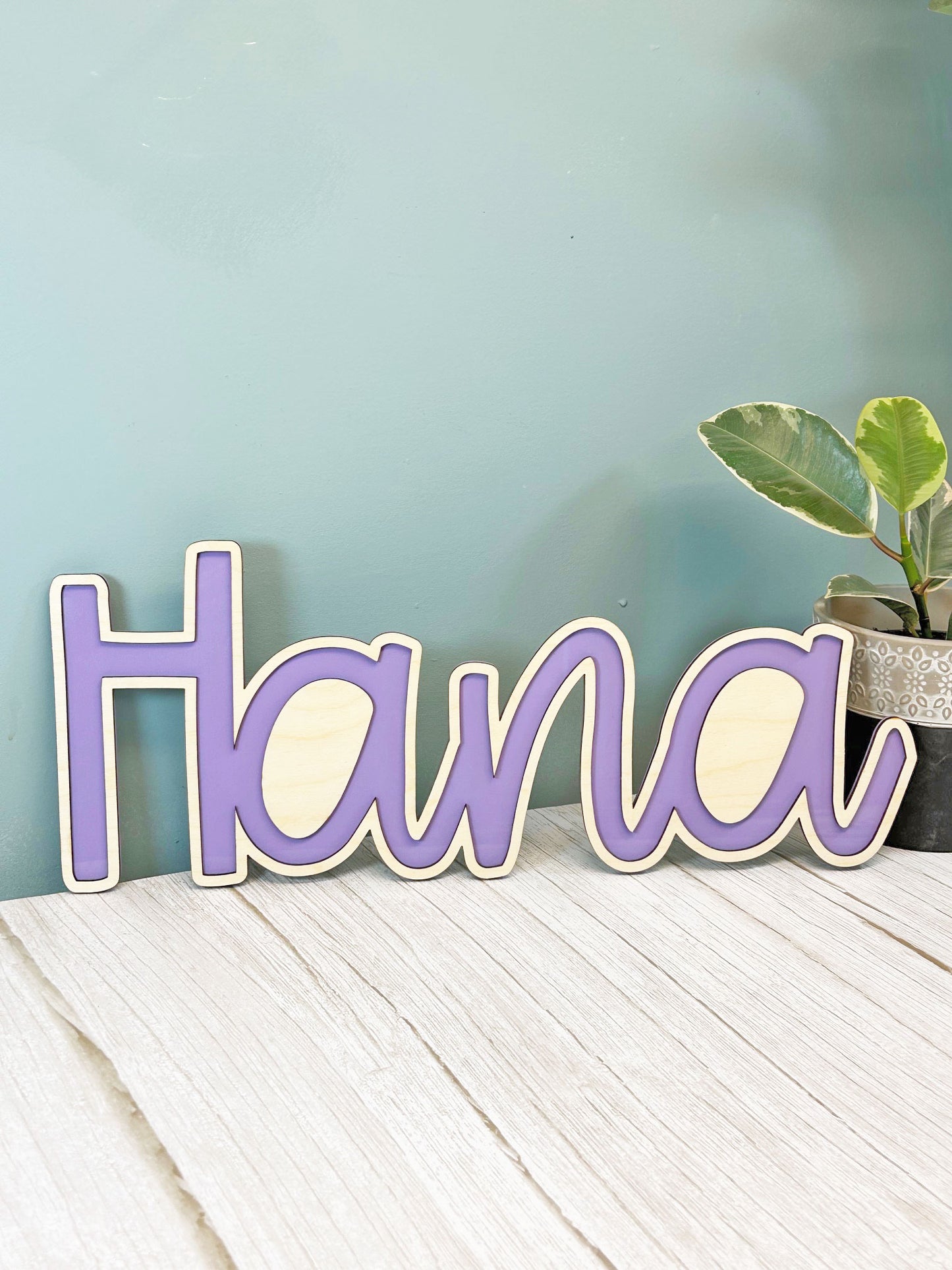 Two Layered Wood and Acrylic Name Sign