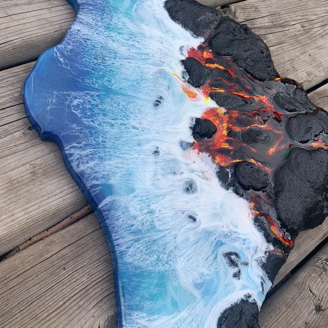 The Big Island Lava Flow Resin Art Piece
