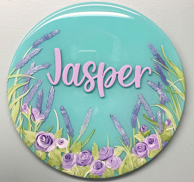 Lavender and Roses Resin Art Name Sign