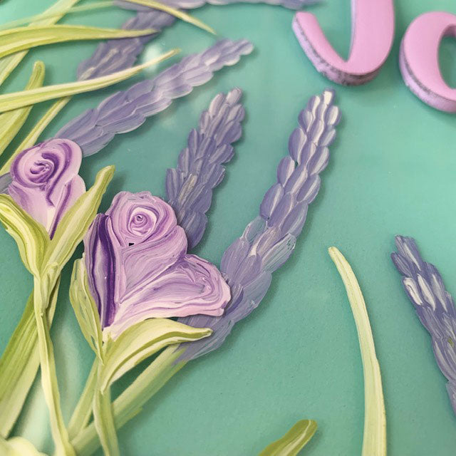 Lavender and Roses Resin Art Name Sign