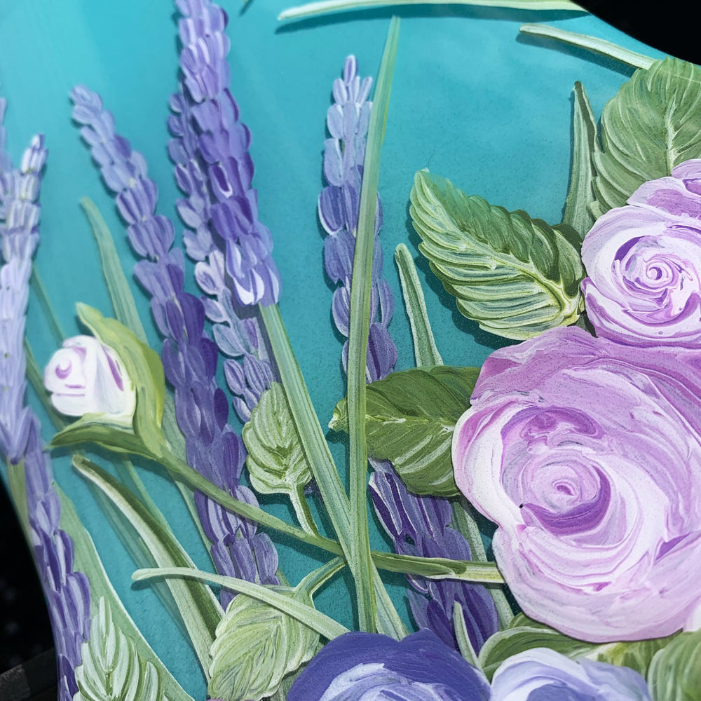 Glow-In-The-Dark Lavender and Roses Resin Art Letter