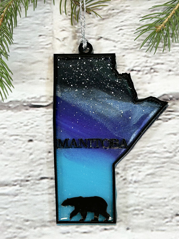 CLEARANCE Purple and Blue Province Northern Lights Ornaments
