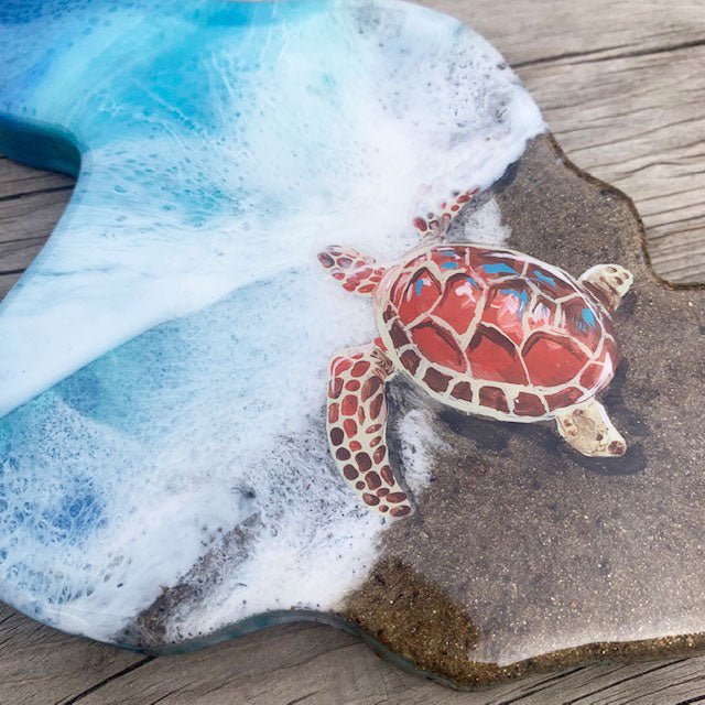 Maui Sea Turtle Ocean Resin Art