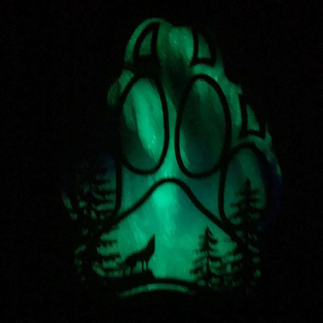 Blue and Purple Northern Lights Mini Wolf Paw Resin Art