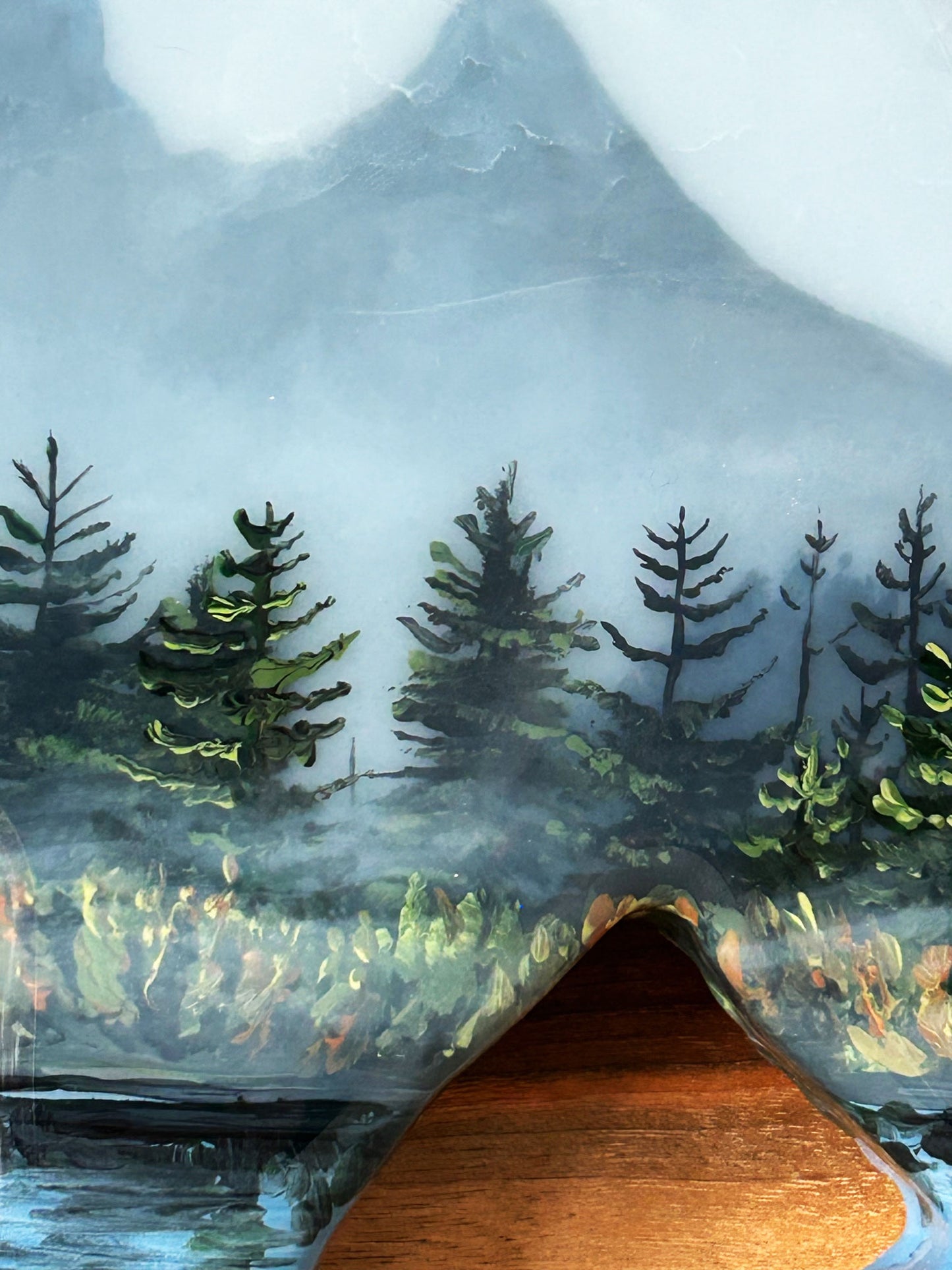 Peaceful Morning Light Three Sisters Mountain Resin Art Bear