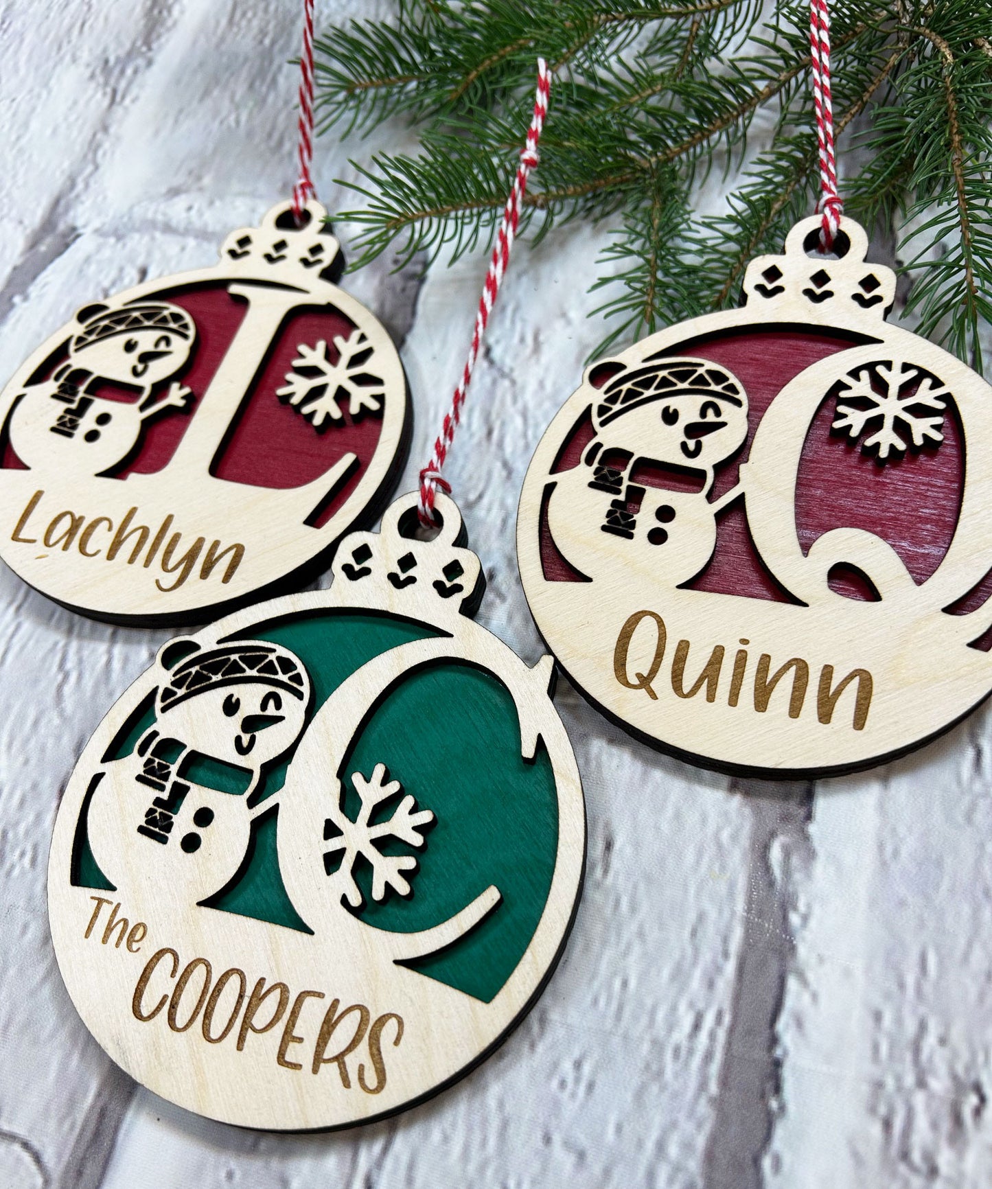 Monogram Snowman Ornament