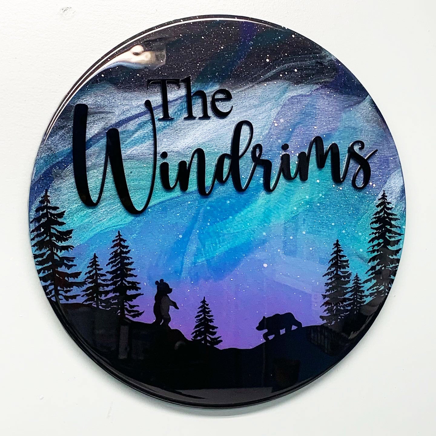 Northern Lights Resin Art Name Sign