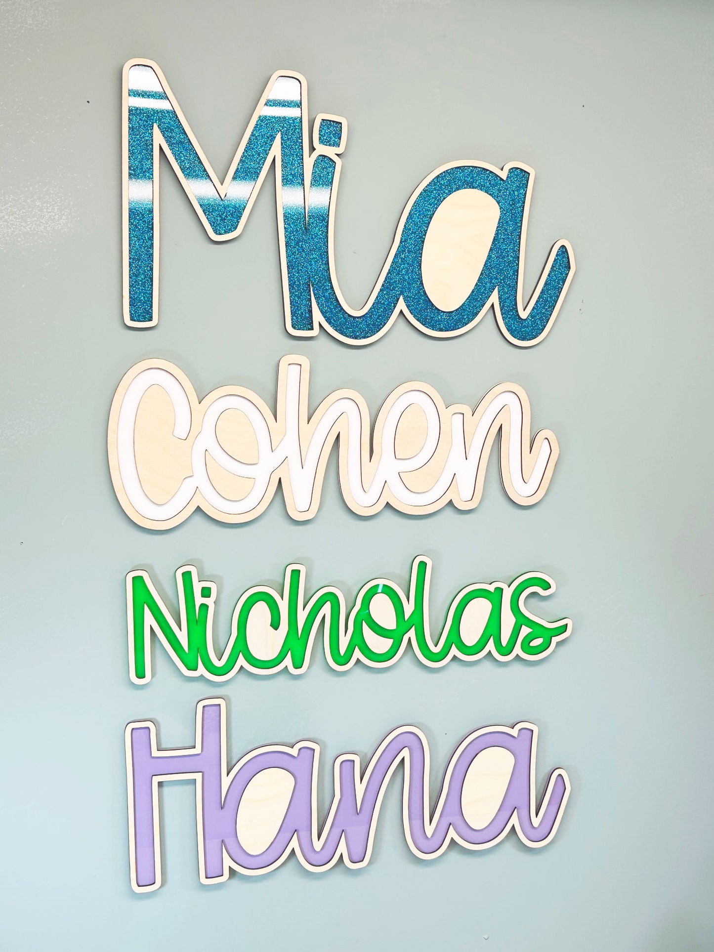 Two Layered Wood and Acrylic Name Sign