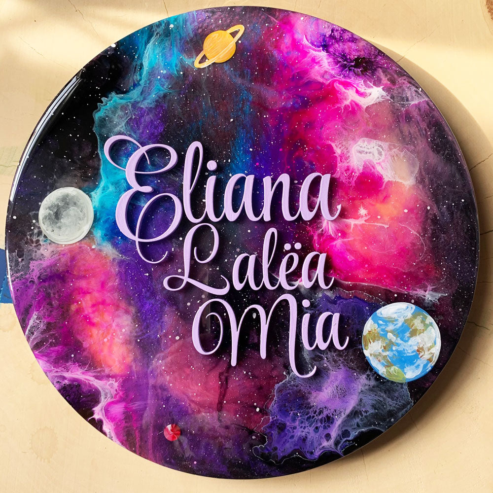 Nebula Glow-in-the-Dark Outer Space Epoxy Name Sign