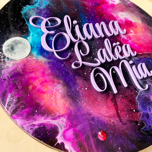 Nebula Glow-in-the-Dark Outer Space Epoxy Name Sign