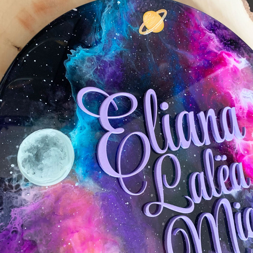 Nebula Glow-in-the-Dark Outer Space Epoxy Name Sign