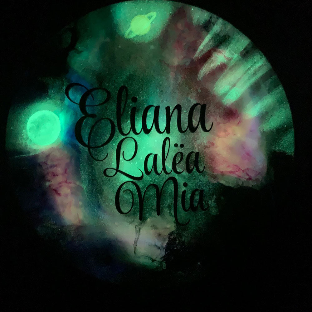 Nebula Glow-in-the-Dark Outer Space Epoxy Name Sign