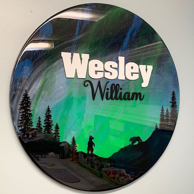 Northern Lights Resin Art Name Sign