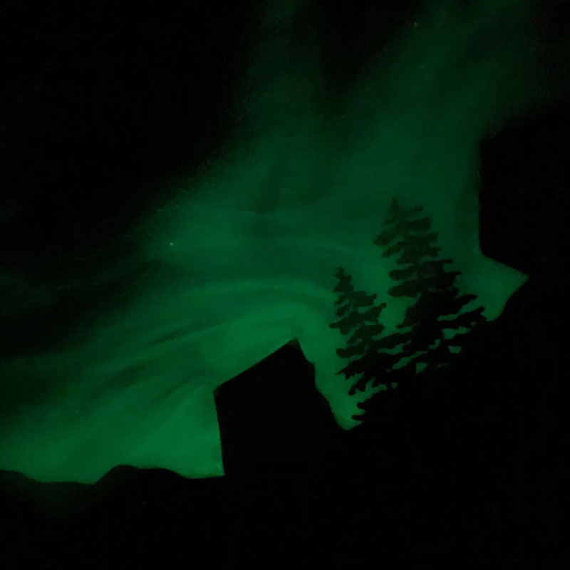 Green Northern Lights Bear Art
