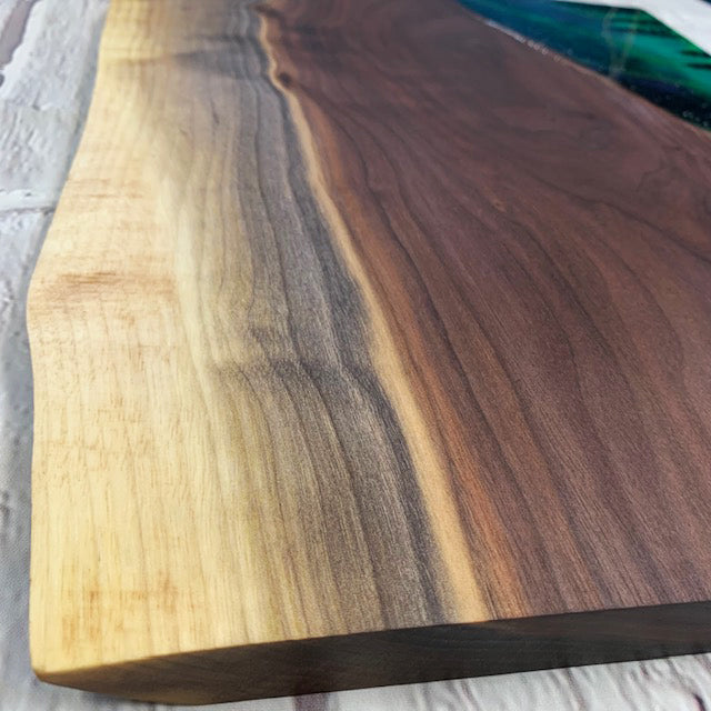 Northern Lights Resin and Black Walnut Charcuterie Board