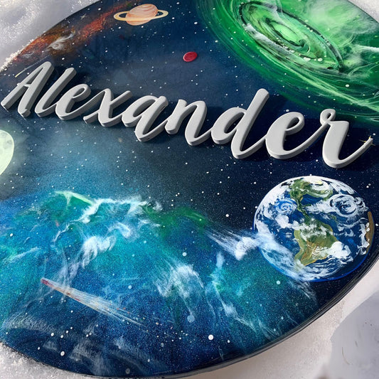 Glow-in-the-Dark Outer Space Epoxy Name Sign