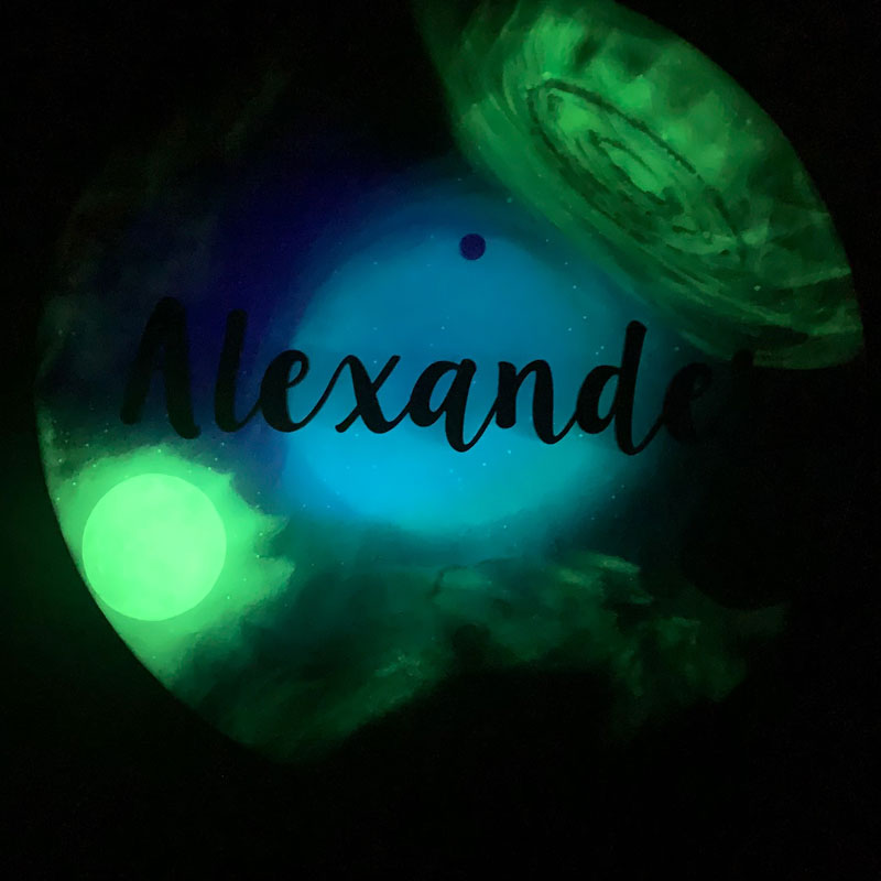 Glow-in-the-Dark Outer Space Epoxy Name Sign