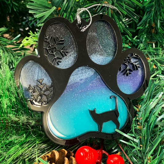 Northern Lights Resin Cat Paw Christmas Ornament