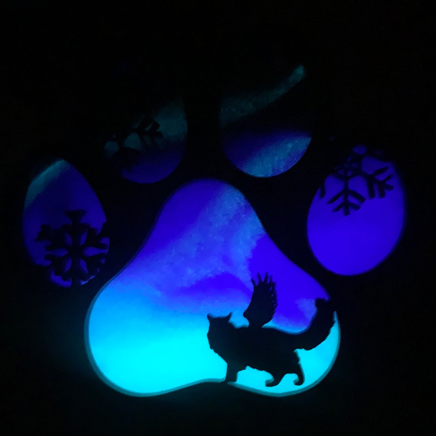 Northern Lights Resin Cat Paw Christmas Ornament