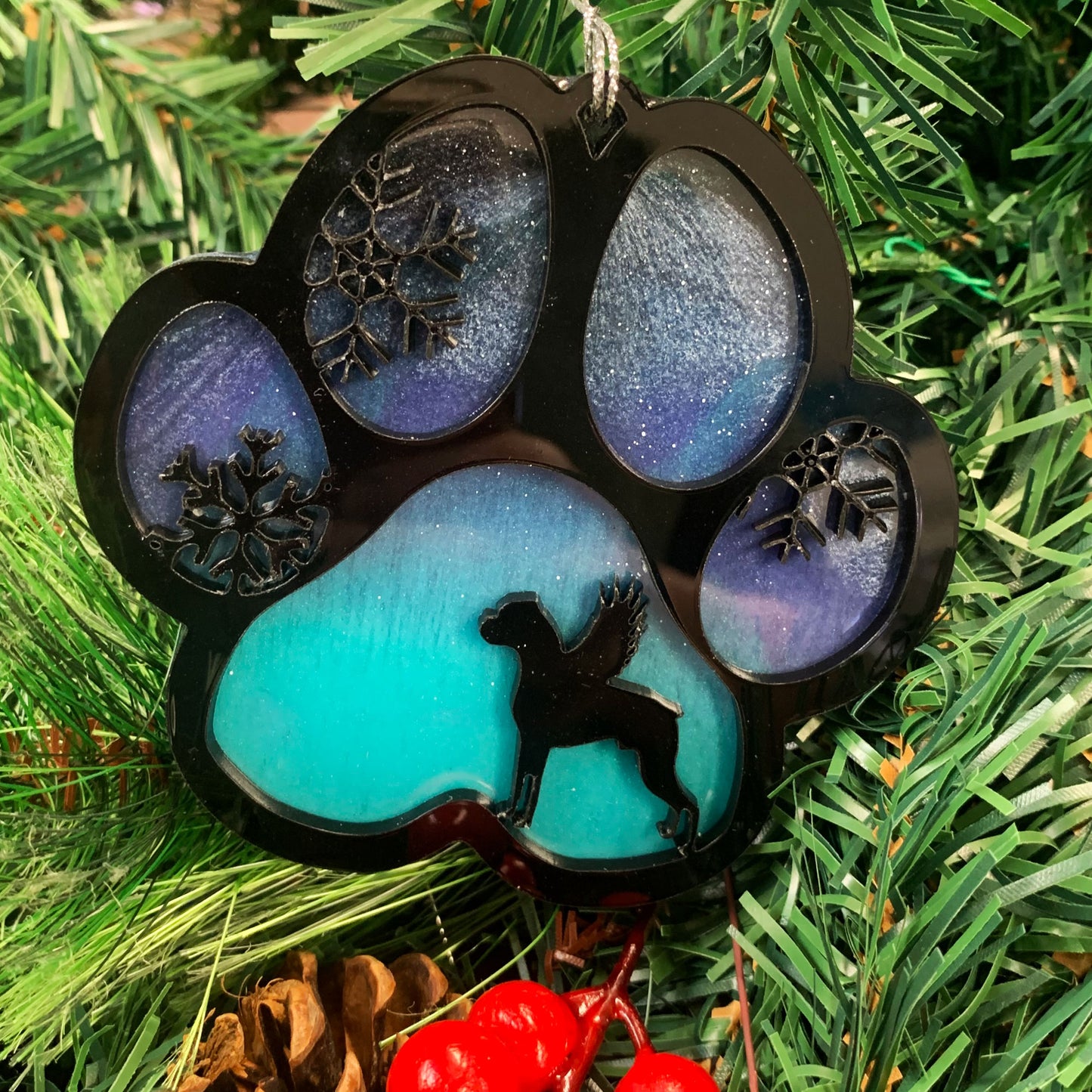 Northern Lights Resin Dog Breed Christmas Ornament