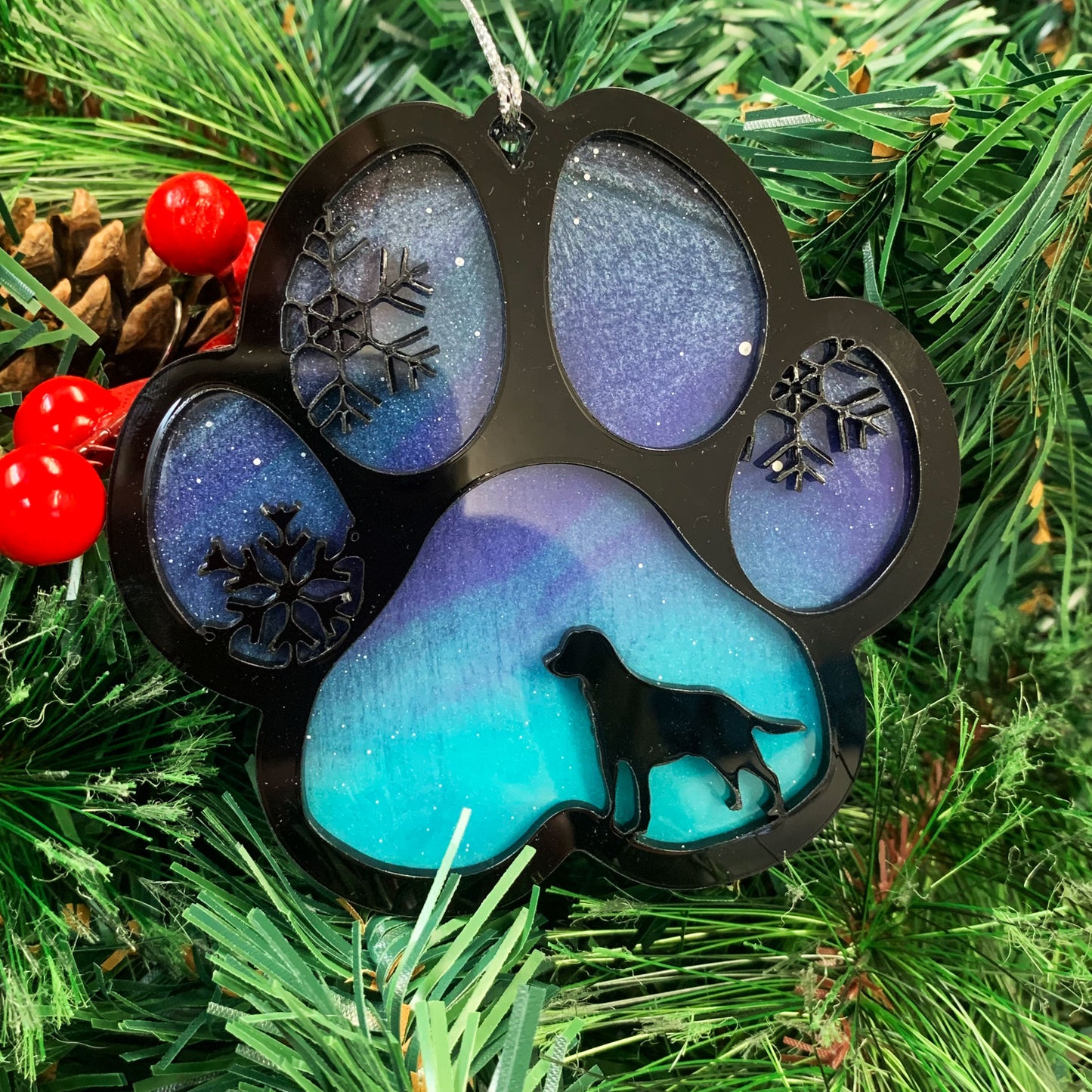 Northern Lights Resin Dog Breed Christmas Ornament