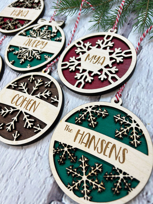 Personalized Round Snowflake Ornament