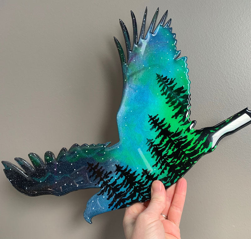 Eagle Northern Lights Resin Art