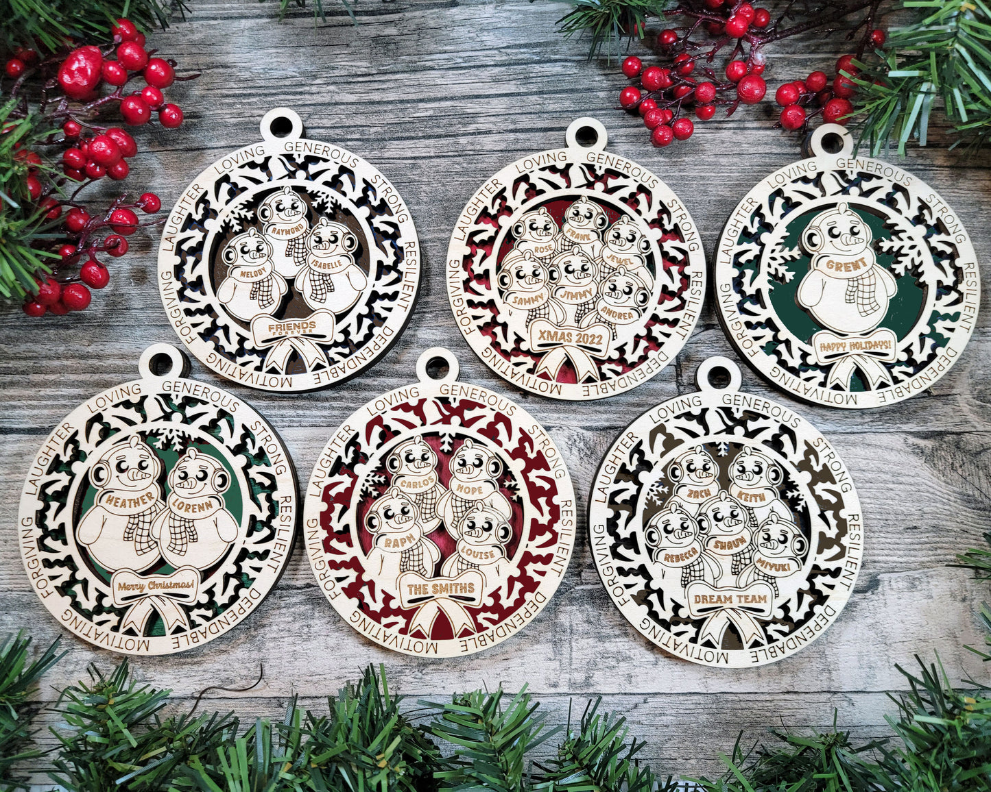 Customizable Snow Family Ornament