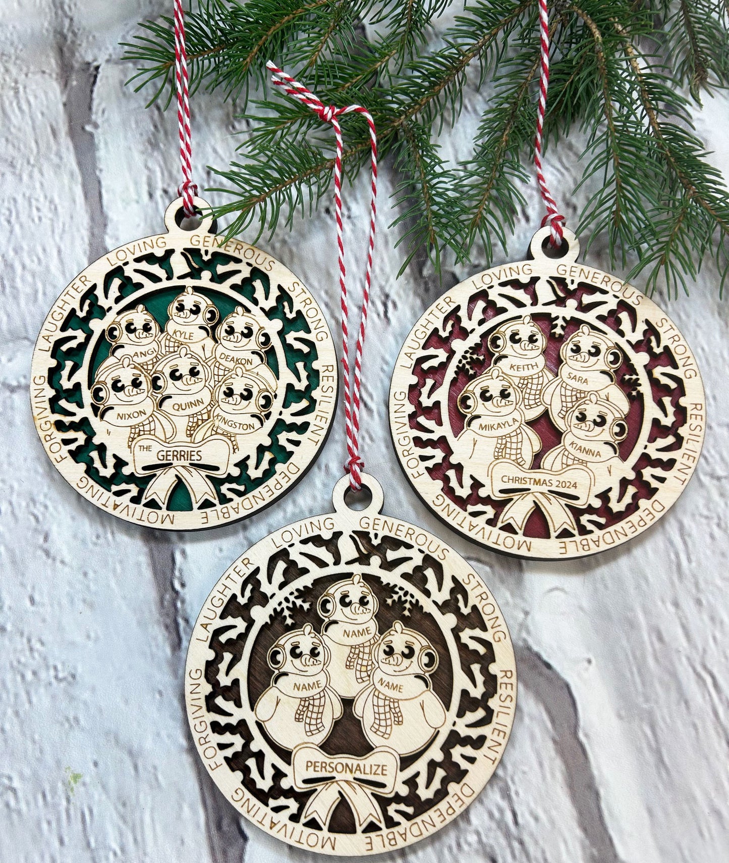 Customizable Snow Family Ornament