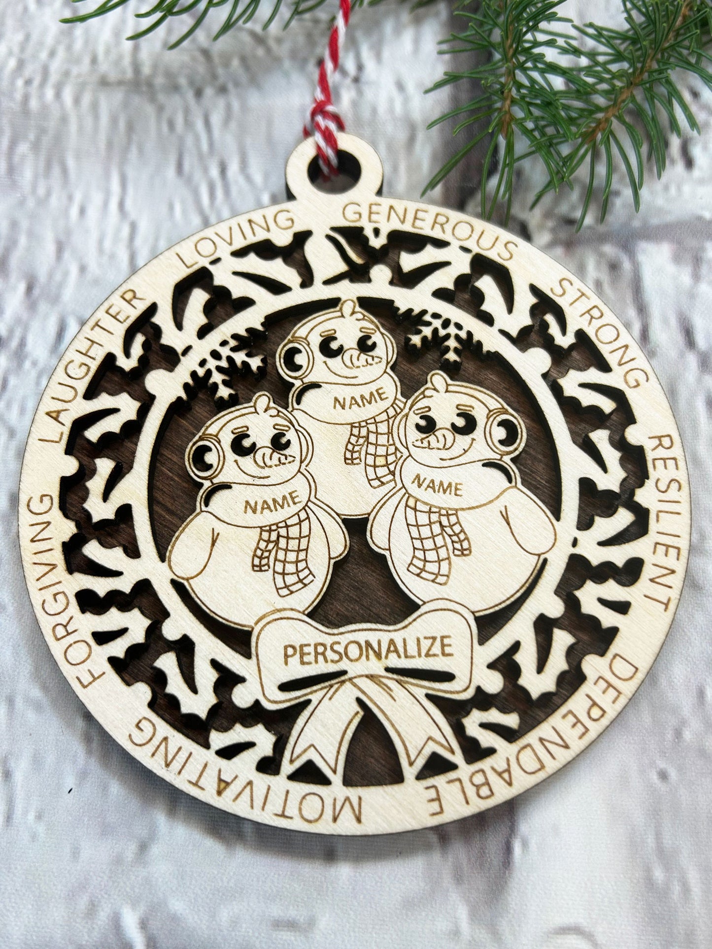 Customizable Snow Family Ornament