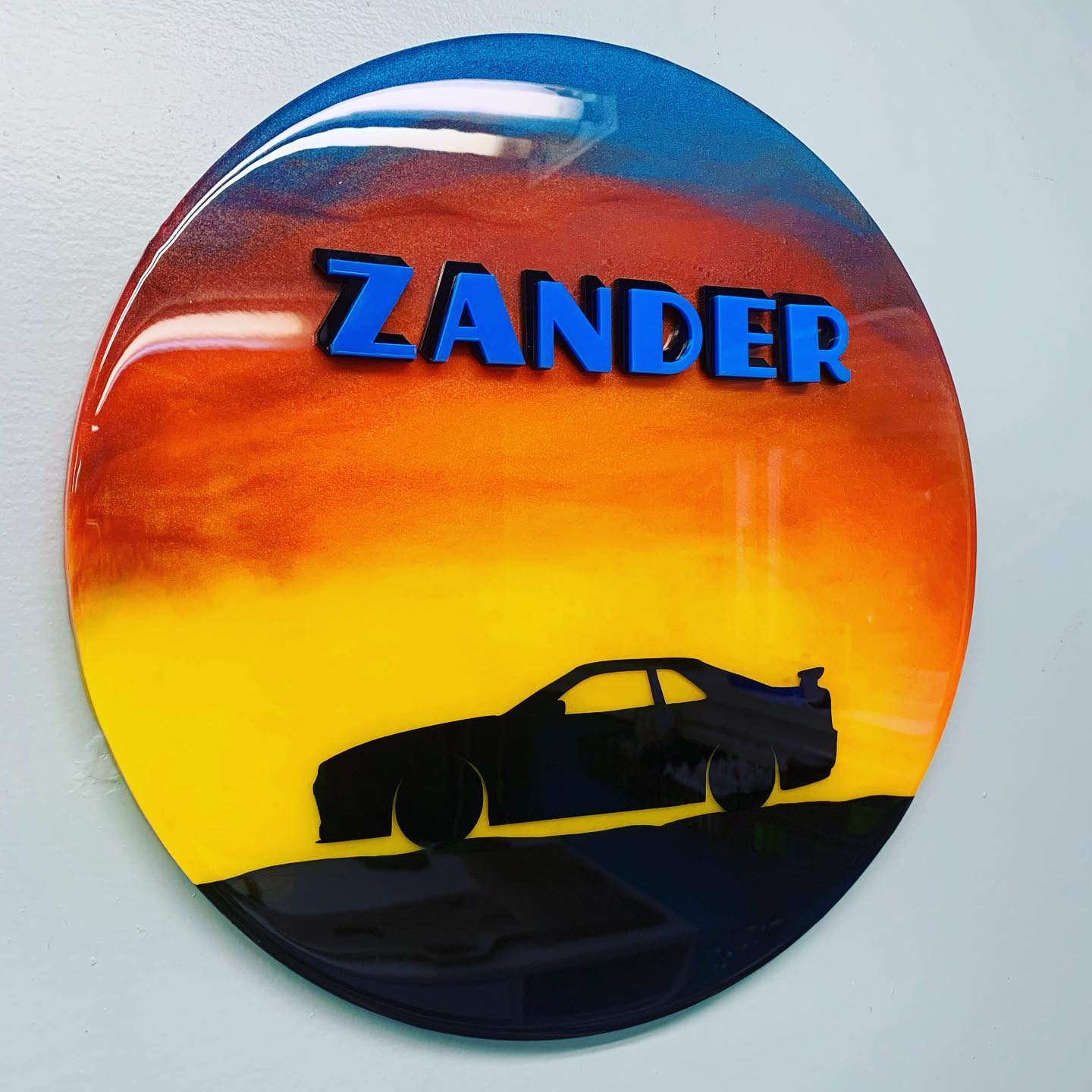 Glow In The Dark Car Silhouette Resin Nursery Name Sign