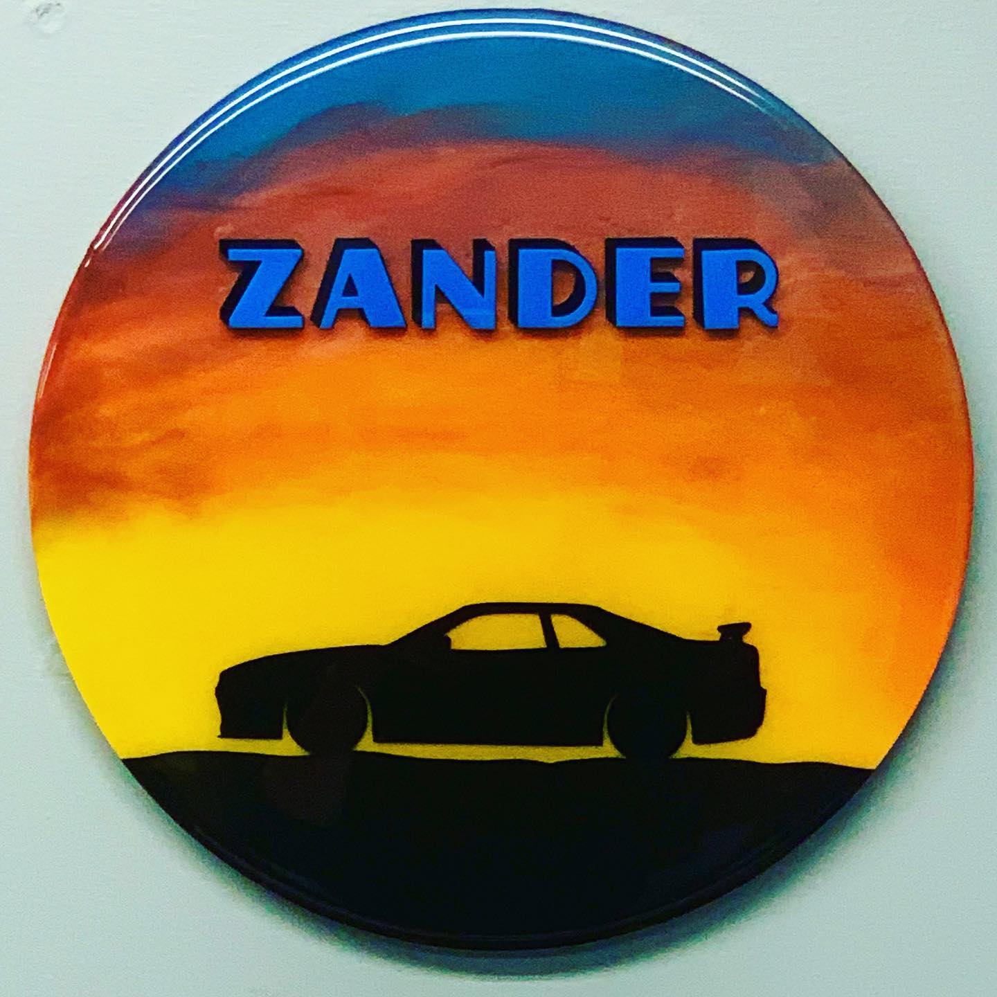 Glow In The Dark Car Silhouette Resin Nursery Name Sign